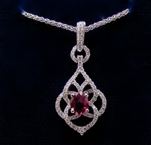 18ct White Gold Ruby and Diamond Pendant 